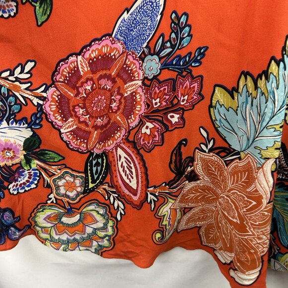 MAEVE Anthro Larkhill Silk Boho Small Dress Trapeze Swing Floral Orange Colorful - Picture 16 of 16